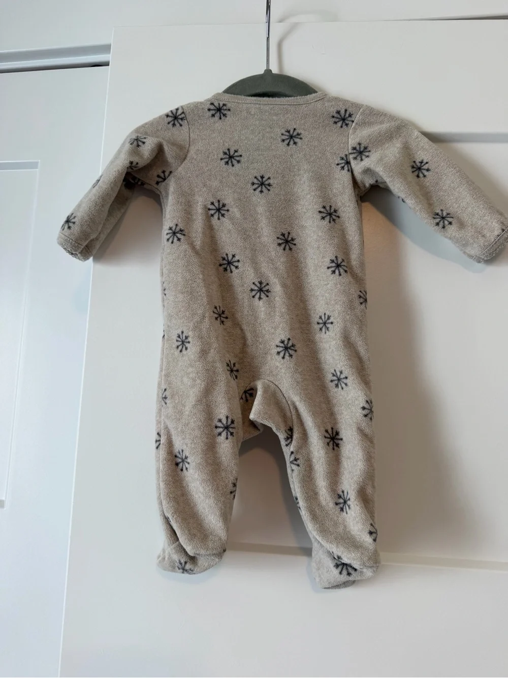 Carter's Beige Footed One-Piece with Navy Snowflake Print